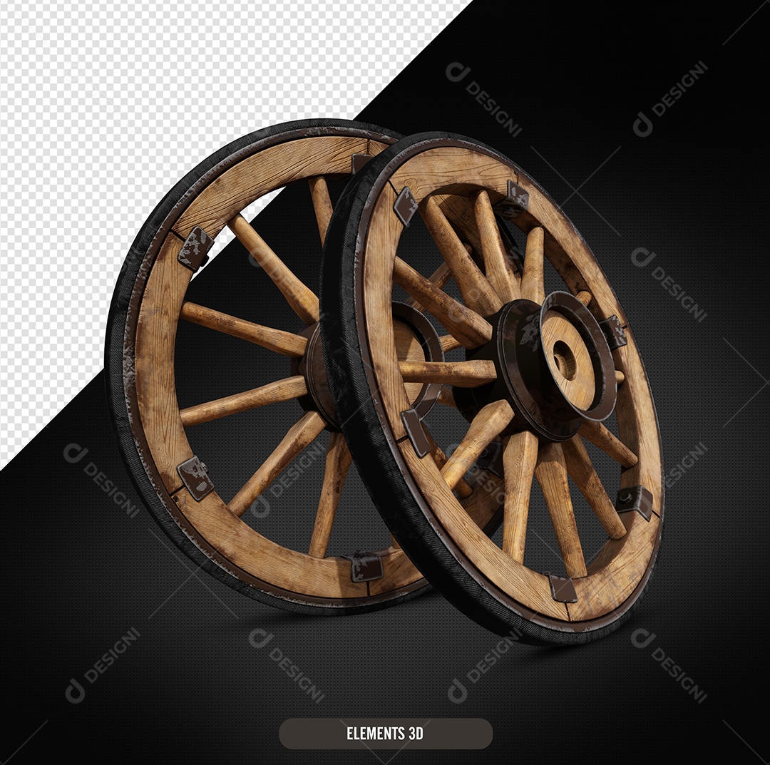 Roda De Carroça Elemento 3D Para Composição PSD