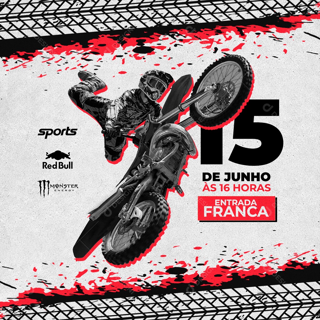 Entrada Franca 15 De Junho Motocross Social Media PSD Editável