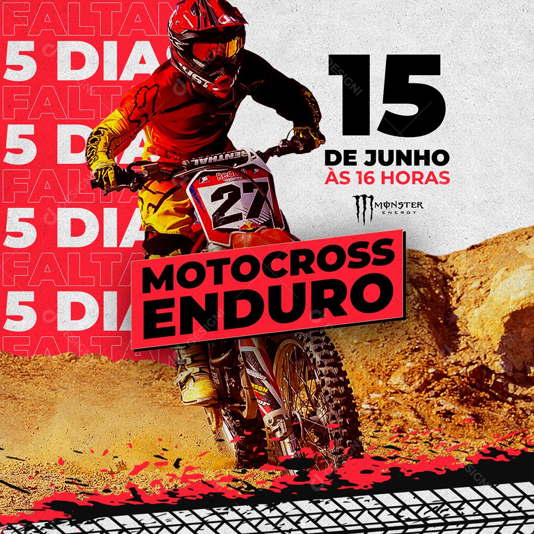 Social Media Falta 5 Dias Motocross Enduro 15 De Junho PSD Editável