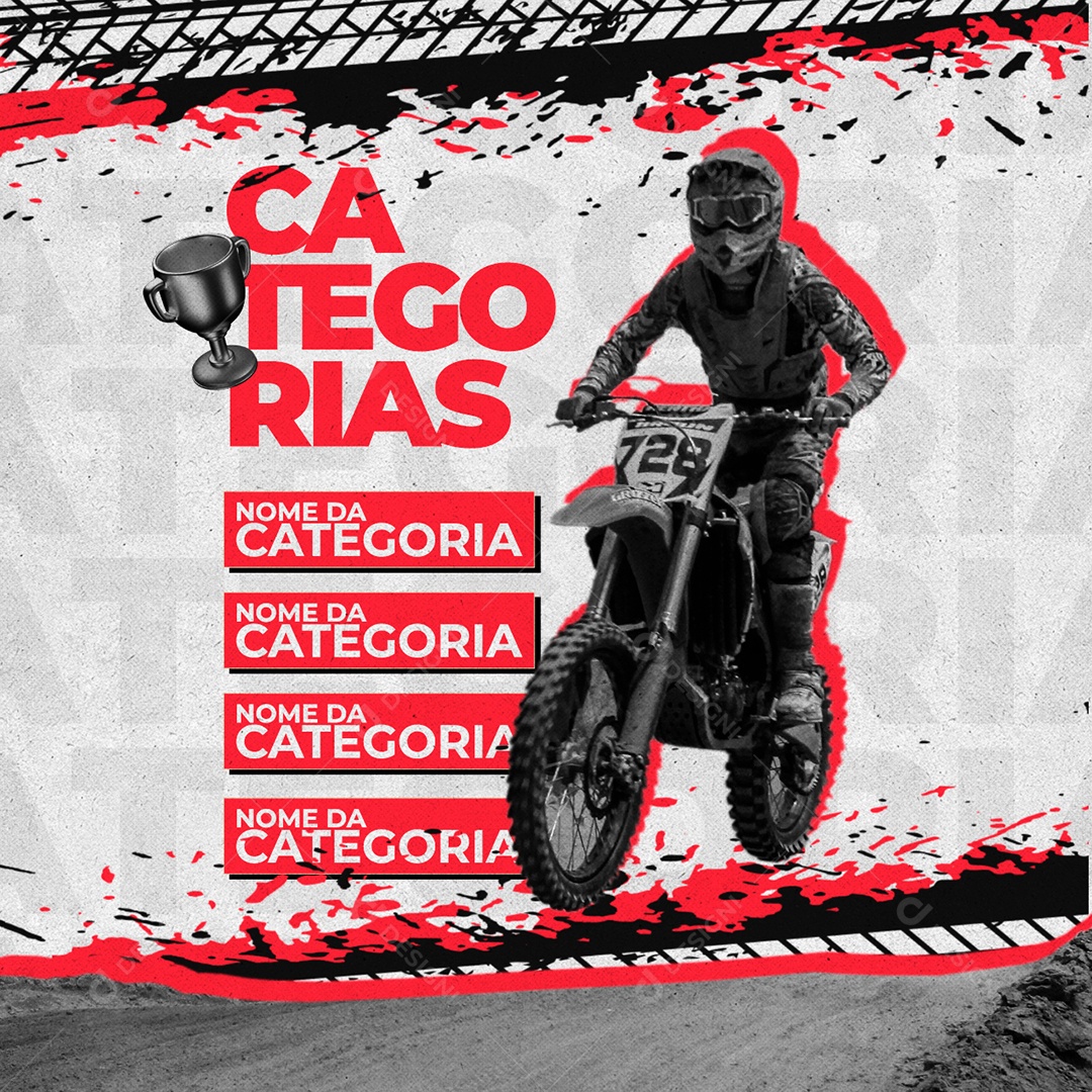 Categorias Motocross Social Media PSD Editável