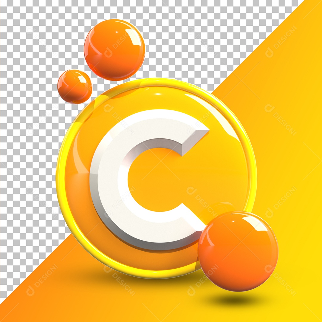 Elemento 3D Circular Amarelo C Bolas Para Composição PSD