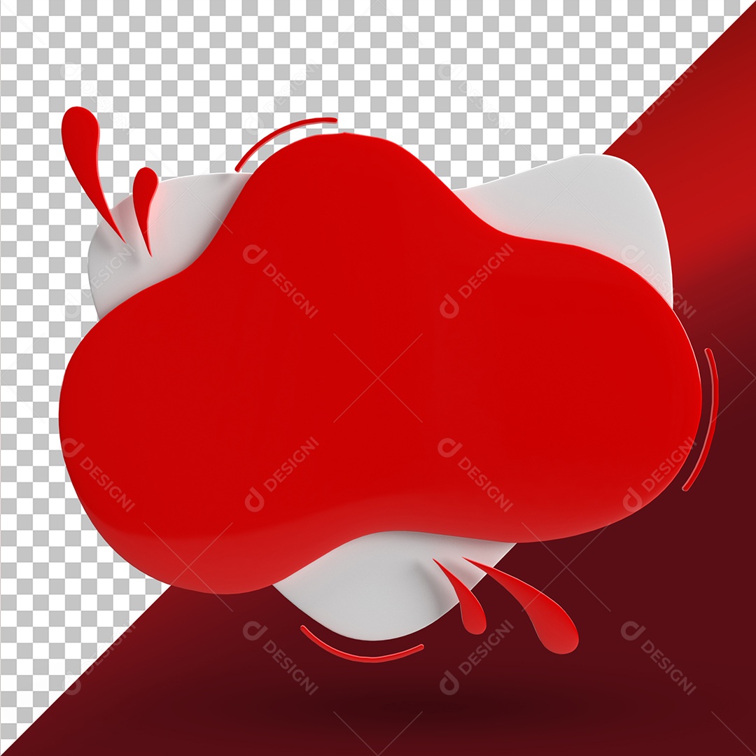 Caixa De Mensagem Vermelho e Branco Elemento 3D Para Composição PSD