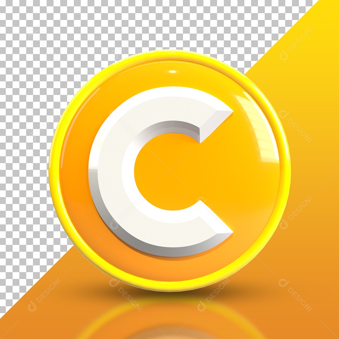 Elemento 3D Circular Amarelo C Para Composição PSD