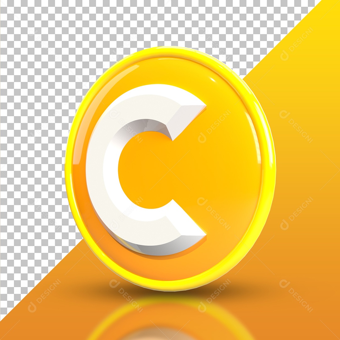 Elemento 3D Circular Amarelo C Para Composição PSD
