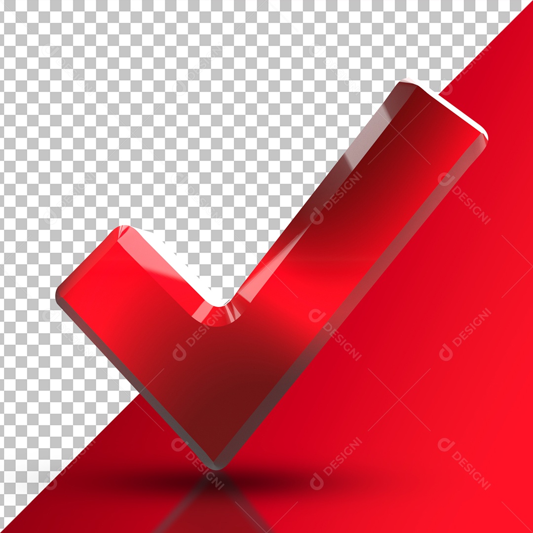 Elemento 3D Sinal De Correto Vermelho Para Composição PSD