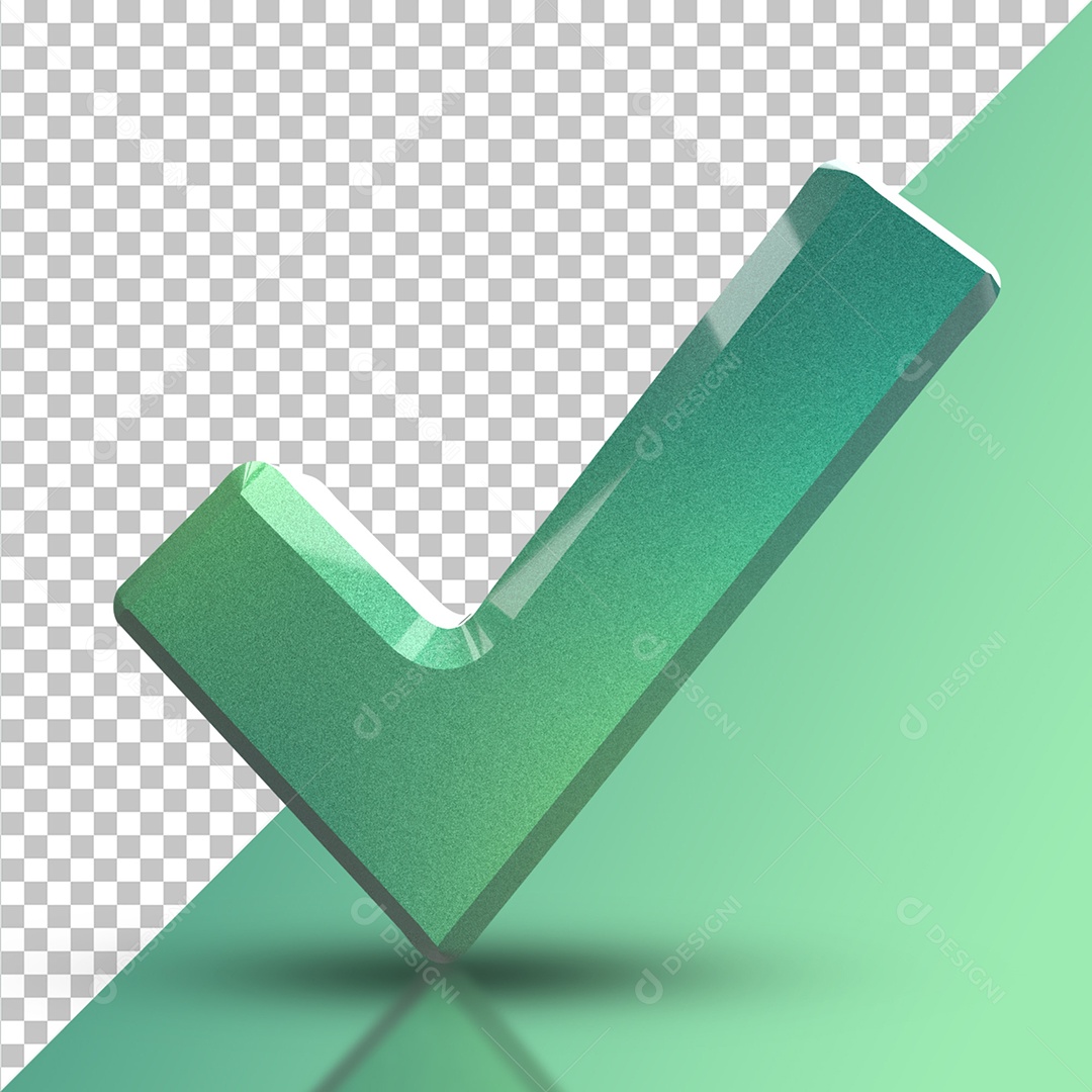 Elemento 3D Sinal De Correto Verde Para Composição PSD