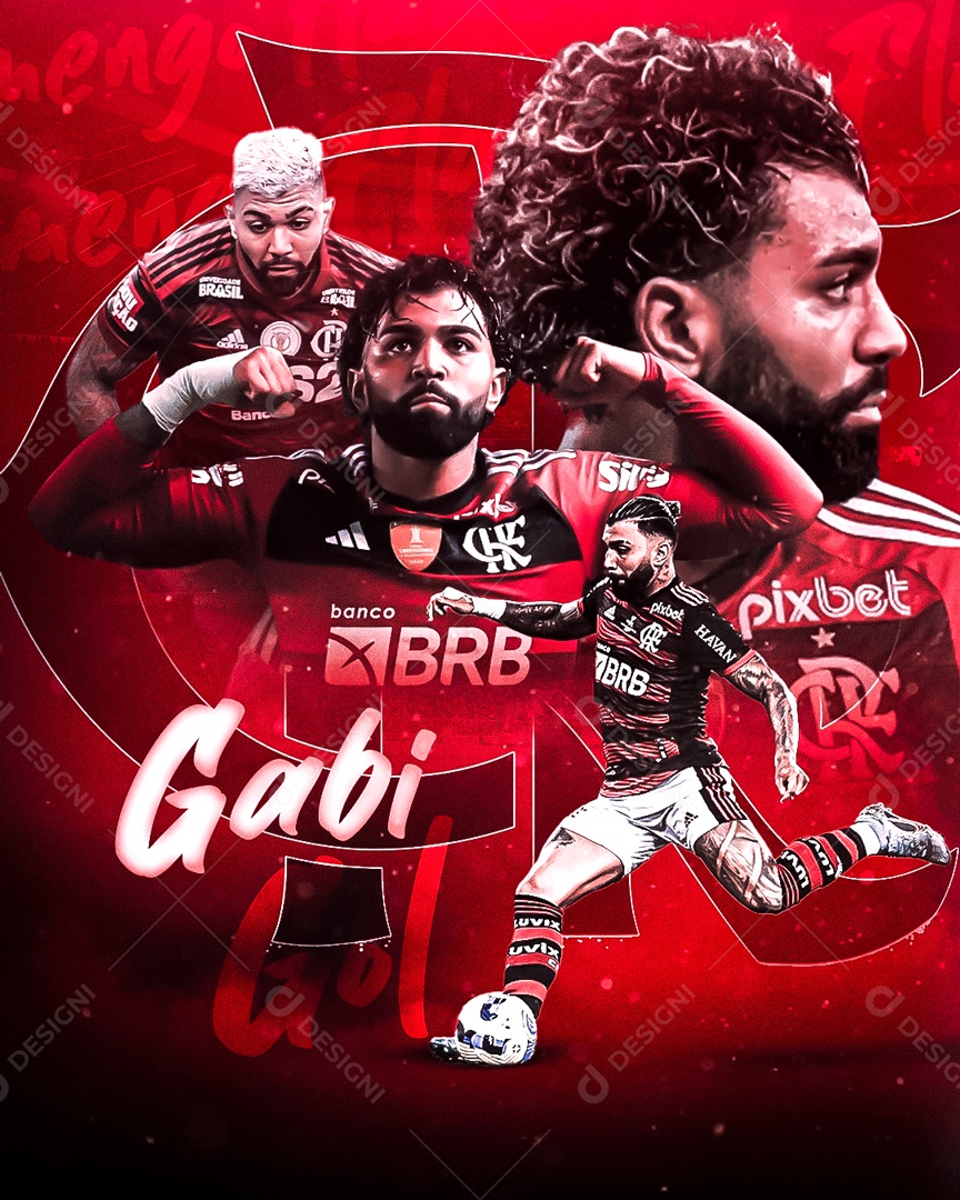 Futebol Flamengo Jogador Gabi Social Media PSD Editável