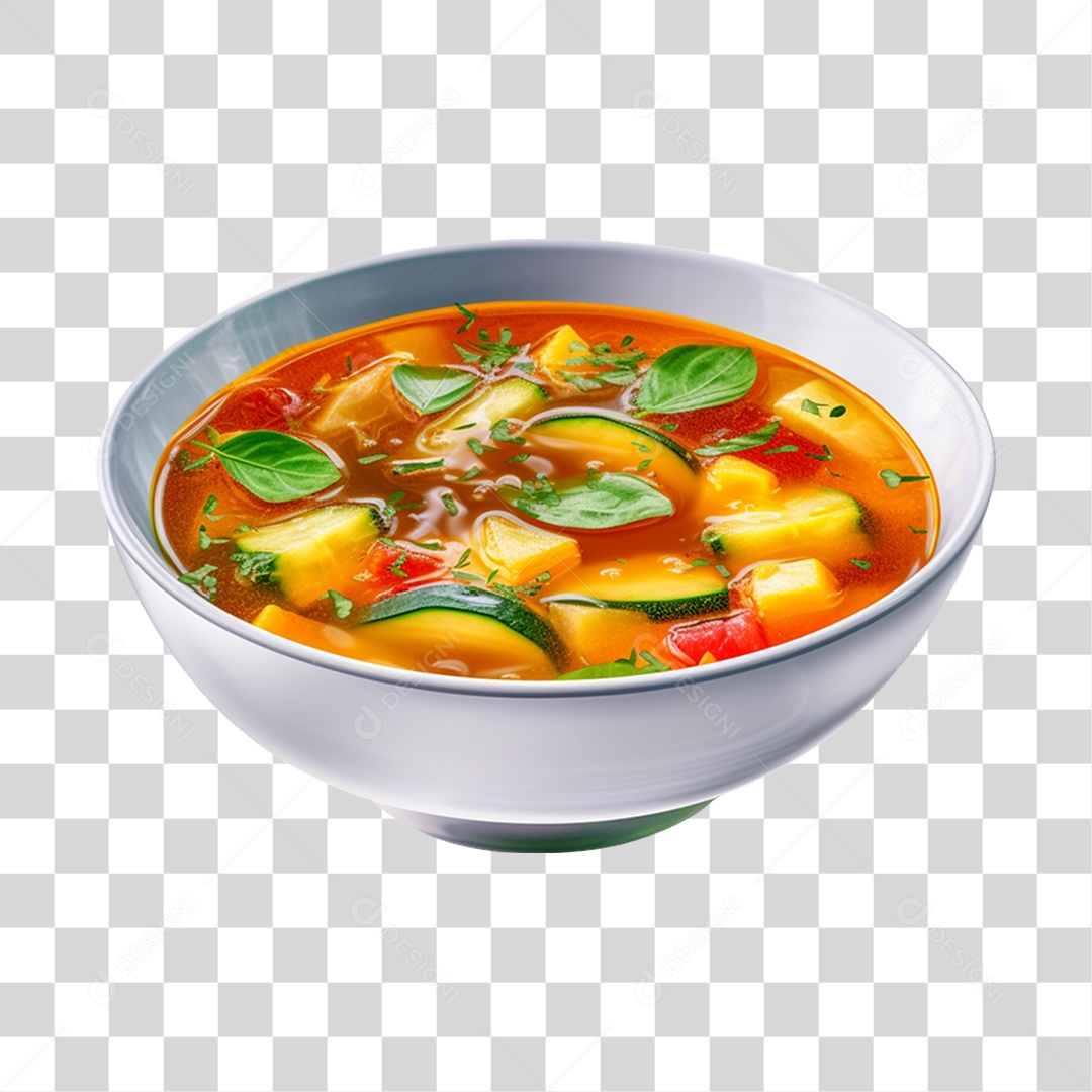 Caldo saboroso sobre uma tigela branca PNG Transparente