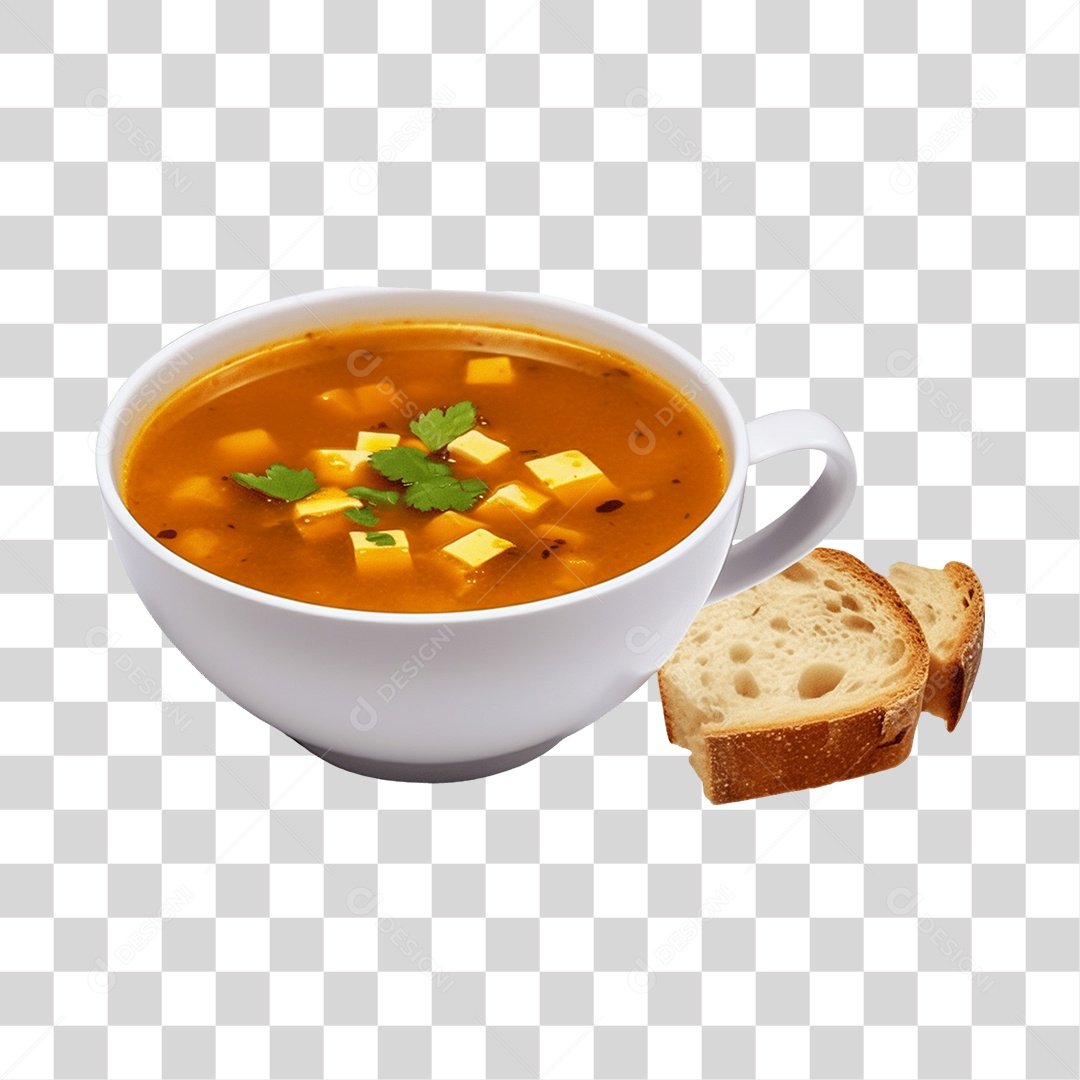 Caldo saboroso sobre uma tigela branca PNG Transparente