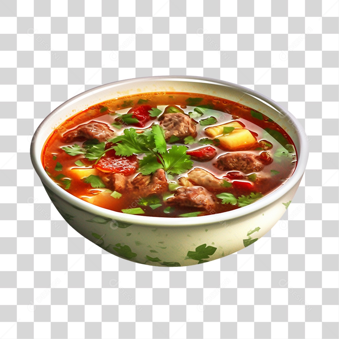 Caldo saboroso sobre uma tigela branca PNG Transparente