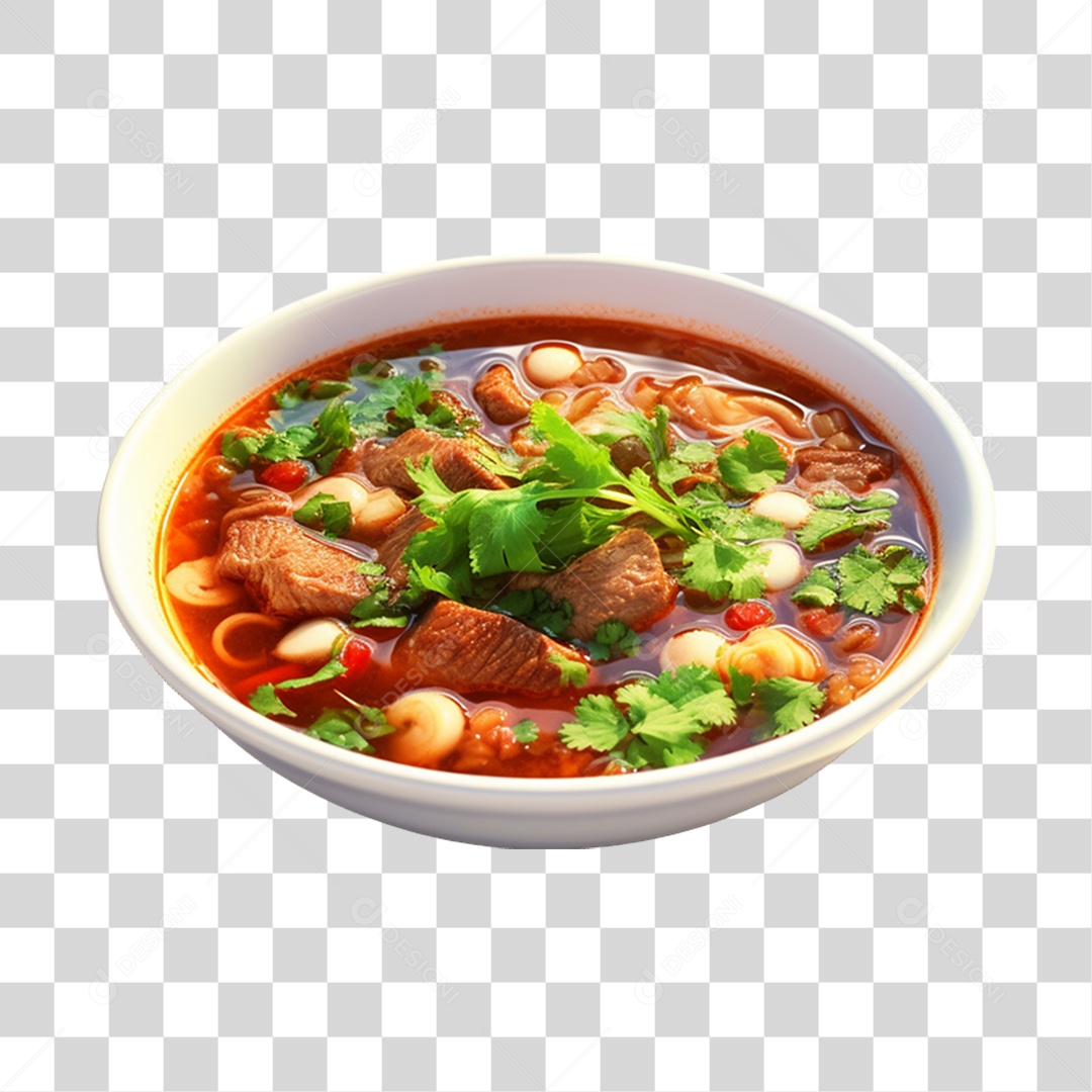 Caldo saboroso sobre uma tigela branca PNG Transparente