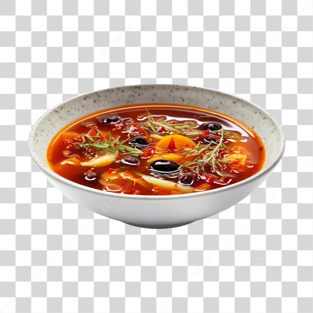 Caldo saboroso sobre uma tigela branca PNG Transparente