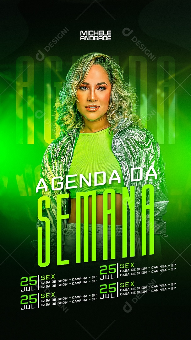 Social Media Flyer Story Agenda Da Semana Michele Andrade PSD Editável
