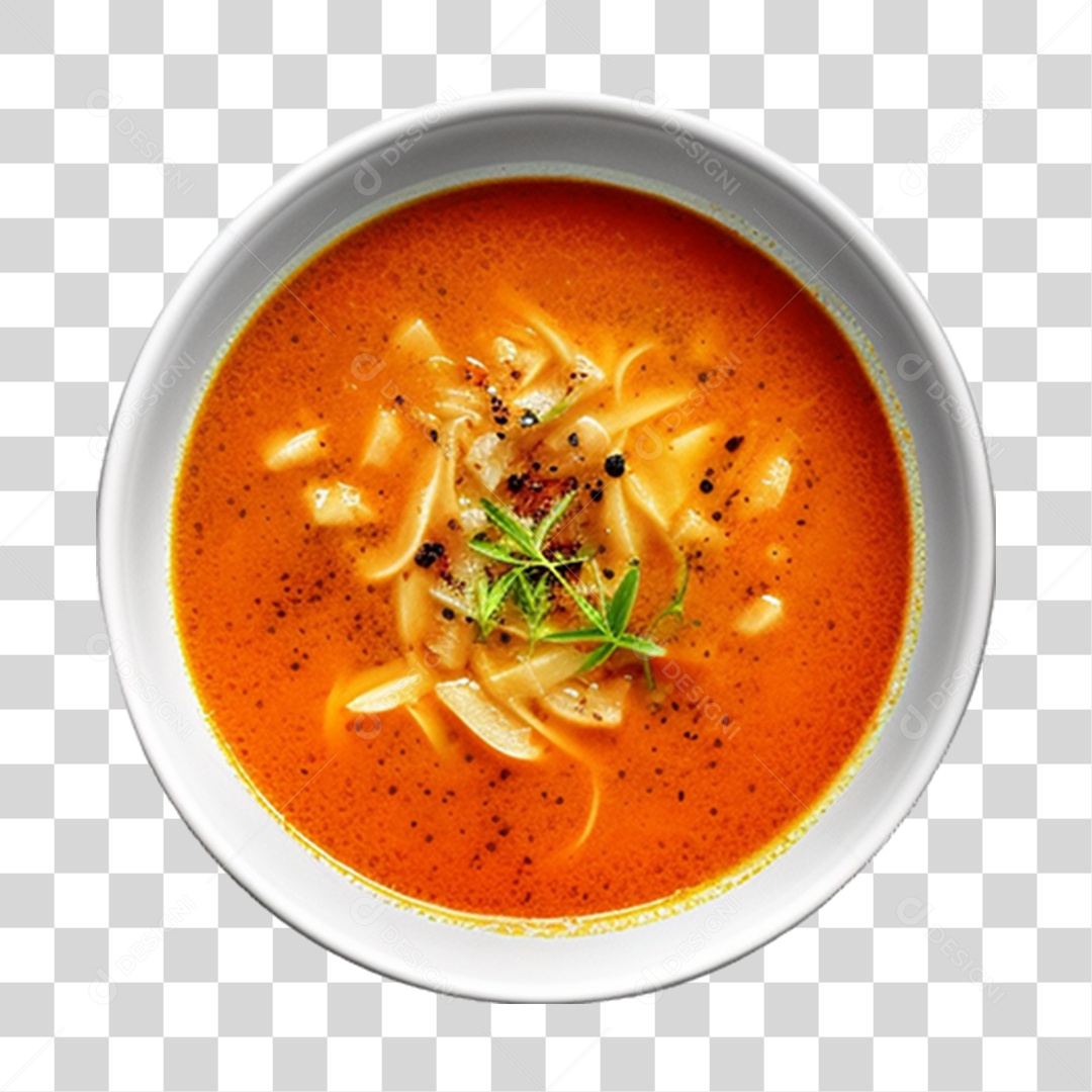 Caldo saboroso sobre uma tigela branca PNG Transparente