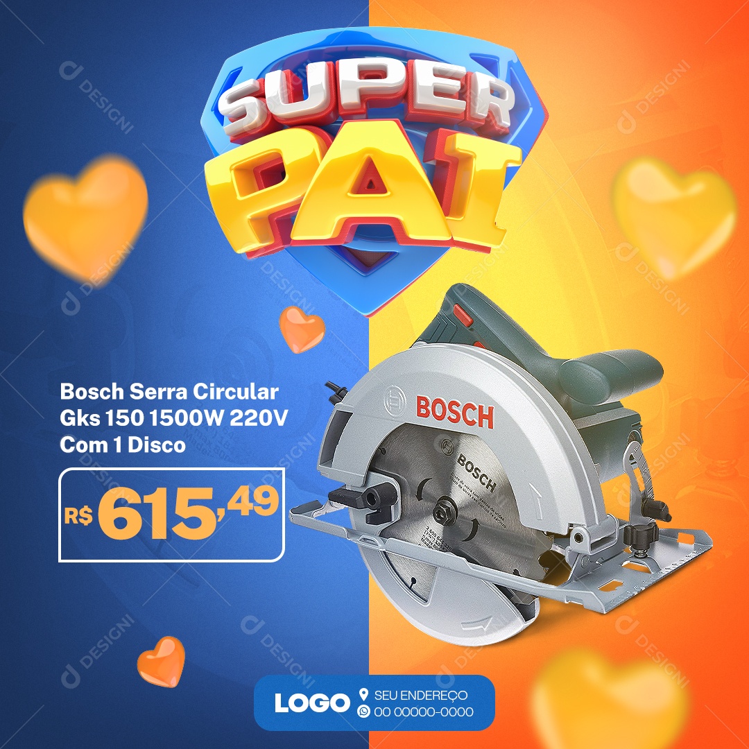 Super Pai Materiais Construções Social Media PSD Editável