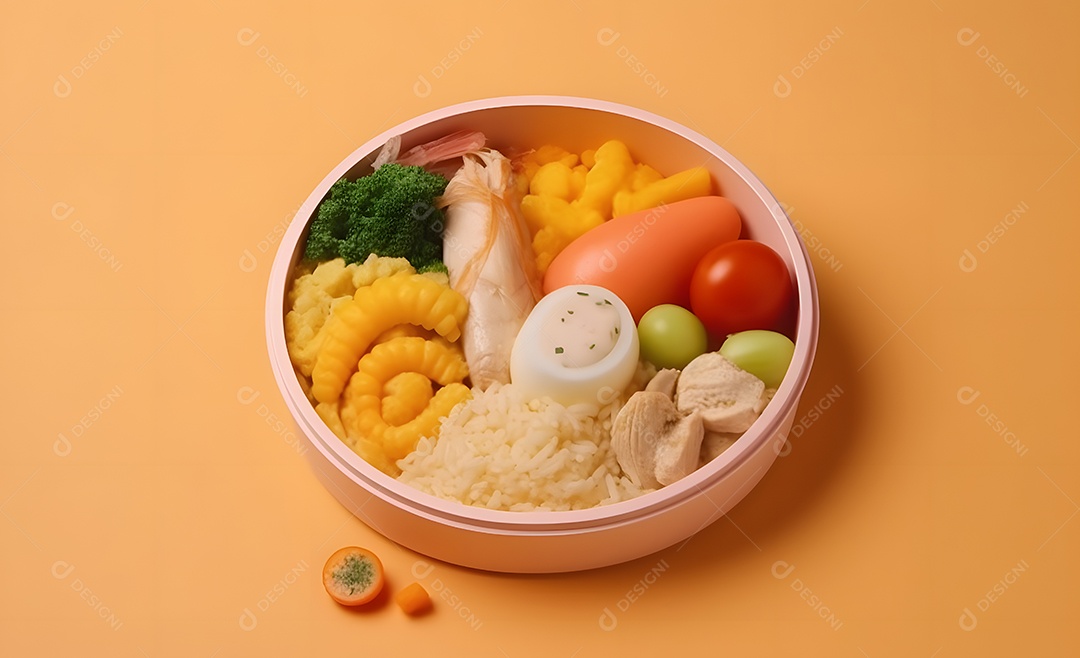 Deliciosa refeição completa em fundo amarelo