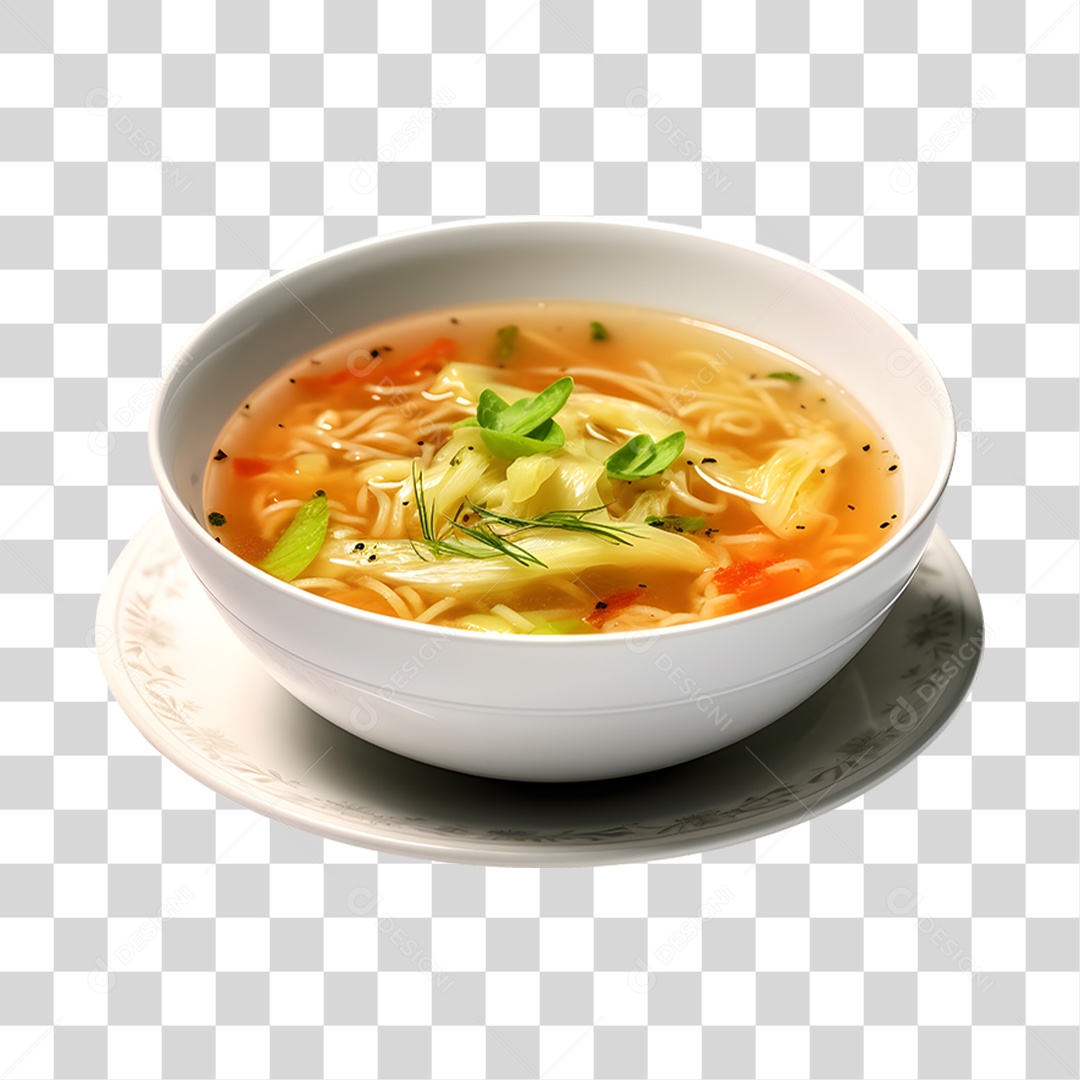 Caldo saboroso sobre uma tigela branca PNG Transparente