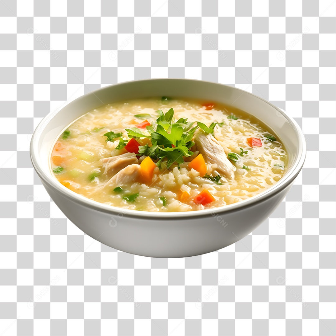 Caldo saboroso sobre uma tigela branca PNG Transparente