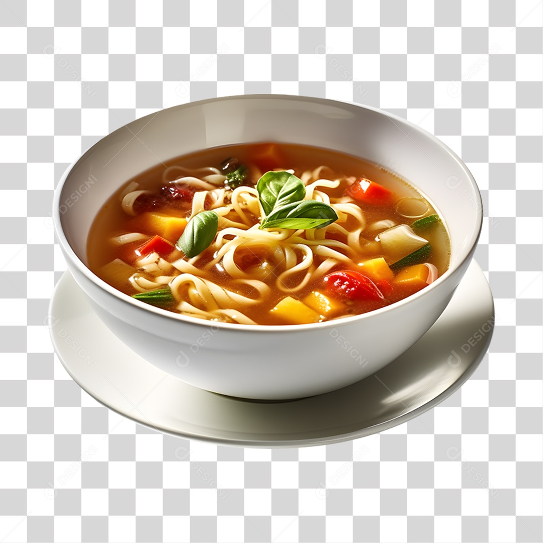 Caldo saboroso sobre uma tigela branca PNG Transparente