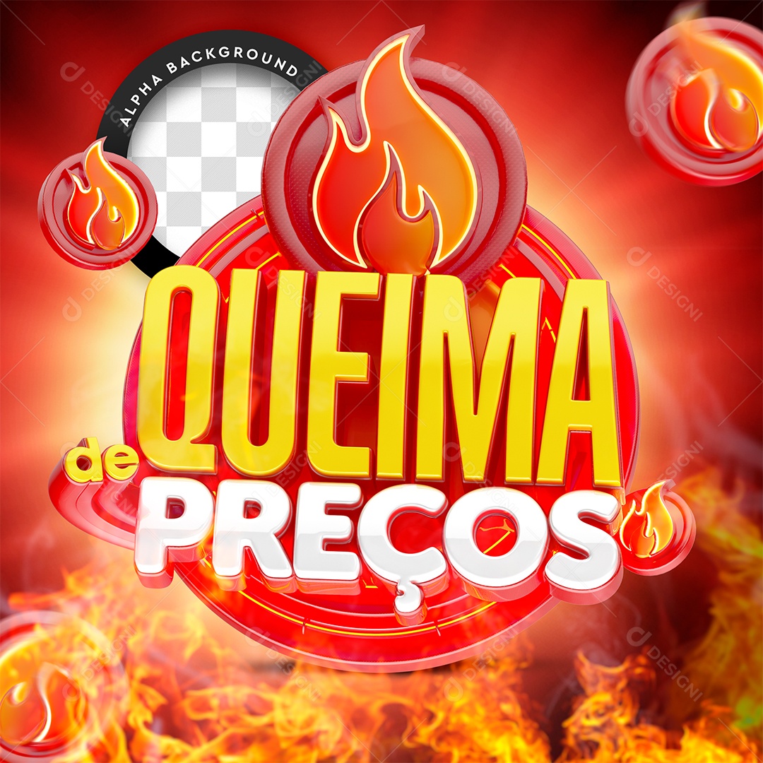 Queima de Preços Selo 3D Para Composição PSD