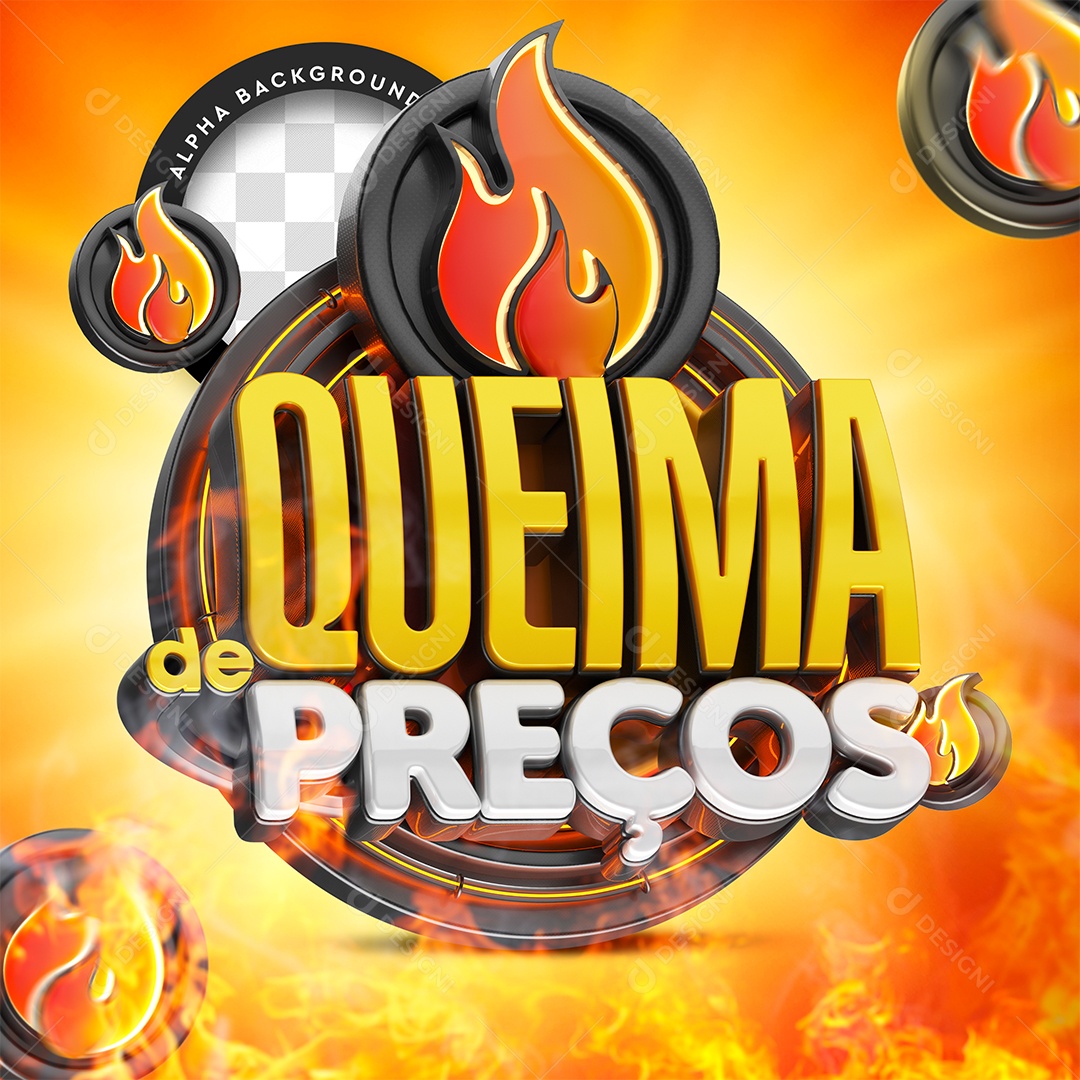 Queima de Preços Selo 3D Para Composição PSD