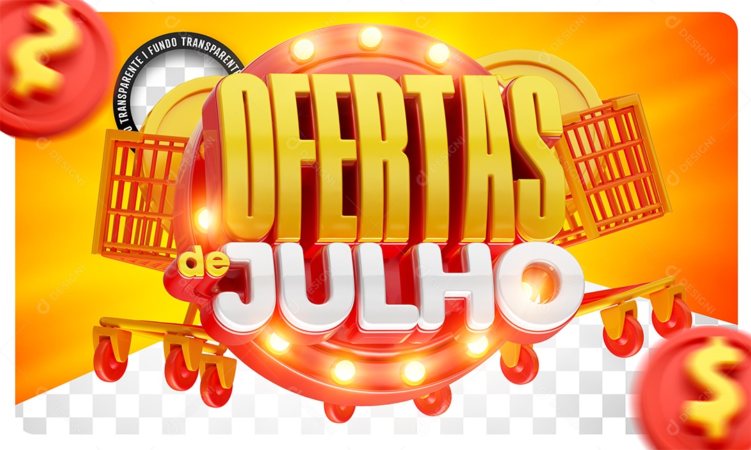Ofertas de Julho Selo 3D Para Composição PSD