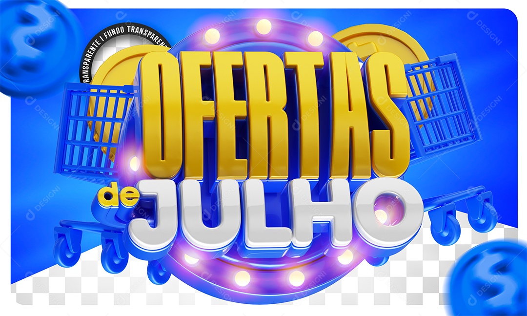 Ofertas de Julho Selo 3D Para Composição PSD