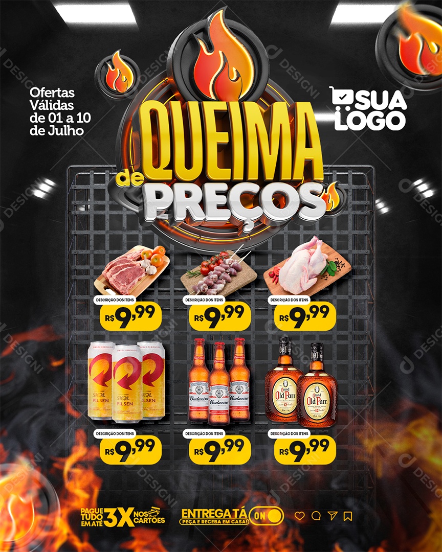 Encarte Queima de Preços Social Media PSD Editável