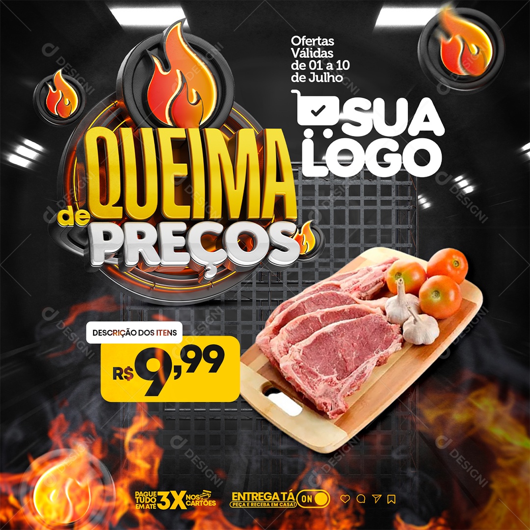 Encarte Queima de Preços Social Media PSD Editável