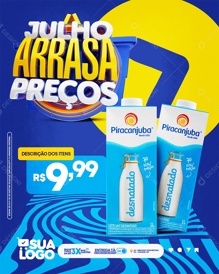 Encarte Julho Arrasa Preços Social Media PSD Editável