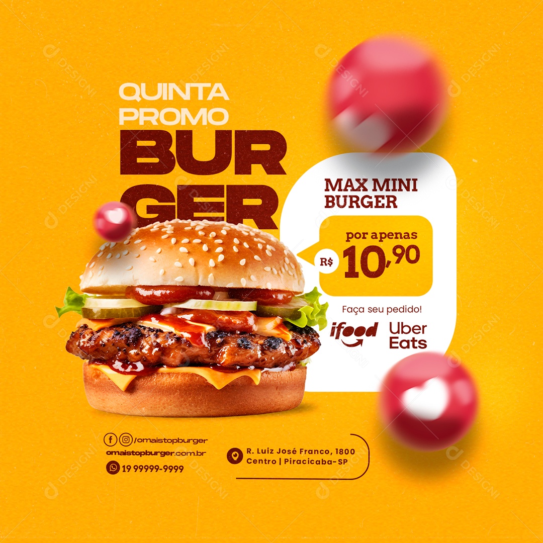 Quinta Promo Burger Max Mini Burger Por Apenas 10,90 Hamburgueria Social Media PSD Editável