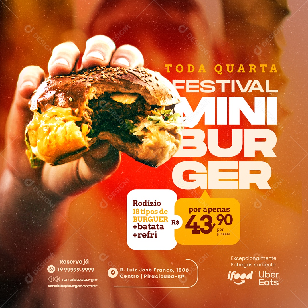 Toda Quarta Festival Mini Burger Por Apenas 43,90 Hamburgueria Social Media PSD Editável