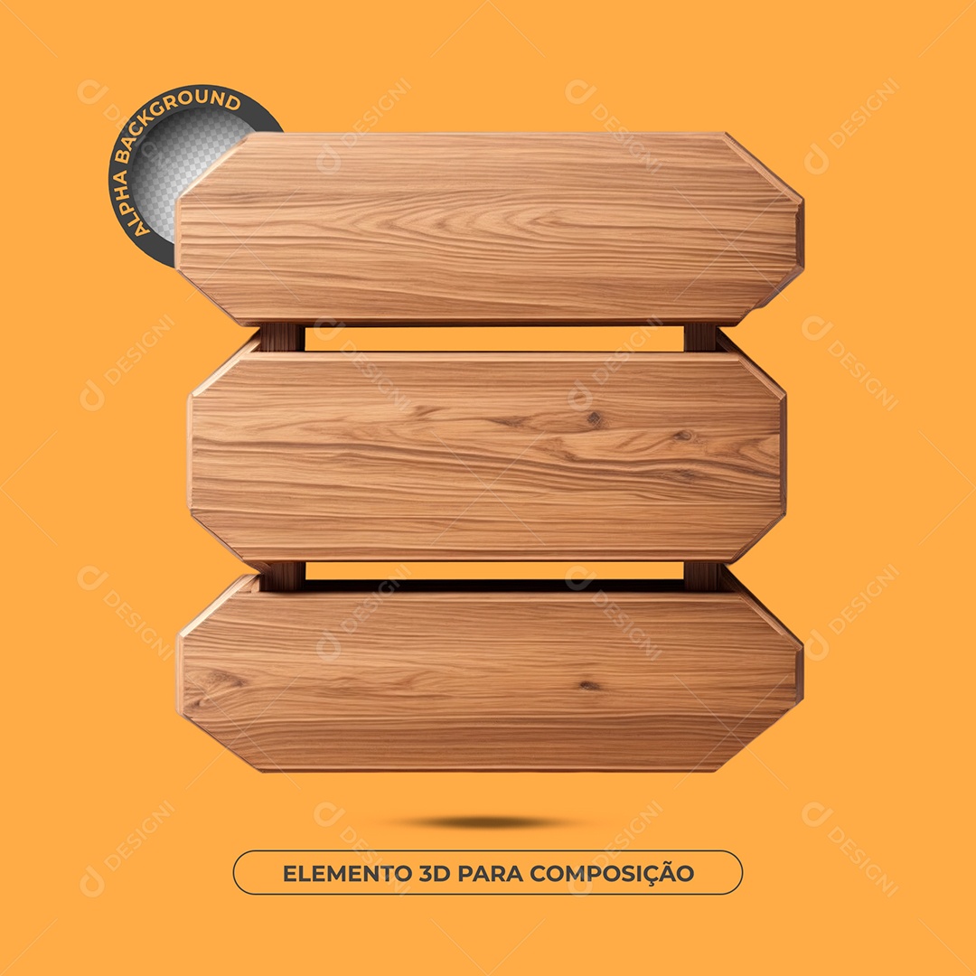 Grade De Madeira Elemento 3D Para Composição PSD