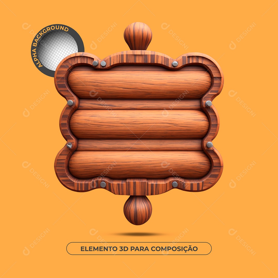 Elemento 3D Formato De Madeira Para Composição PSD