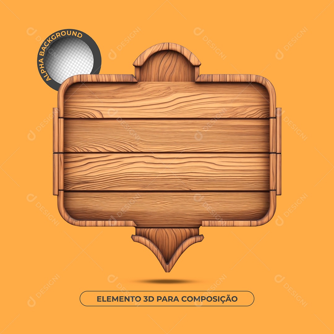 Moldura De Madeira Elemento 3D Para Composição PSD