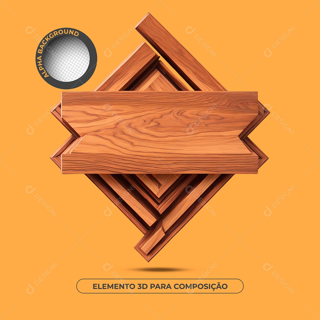 Formato De Madeira Elemento 3D Para Composição PSD