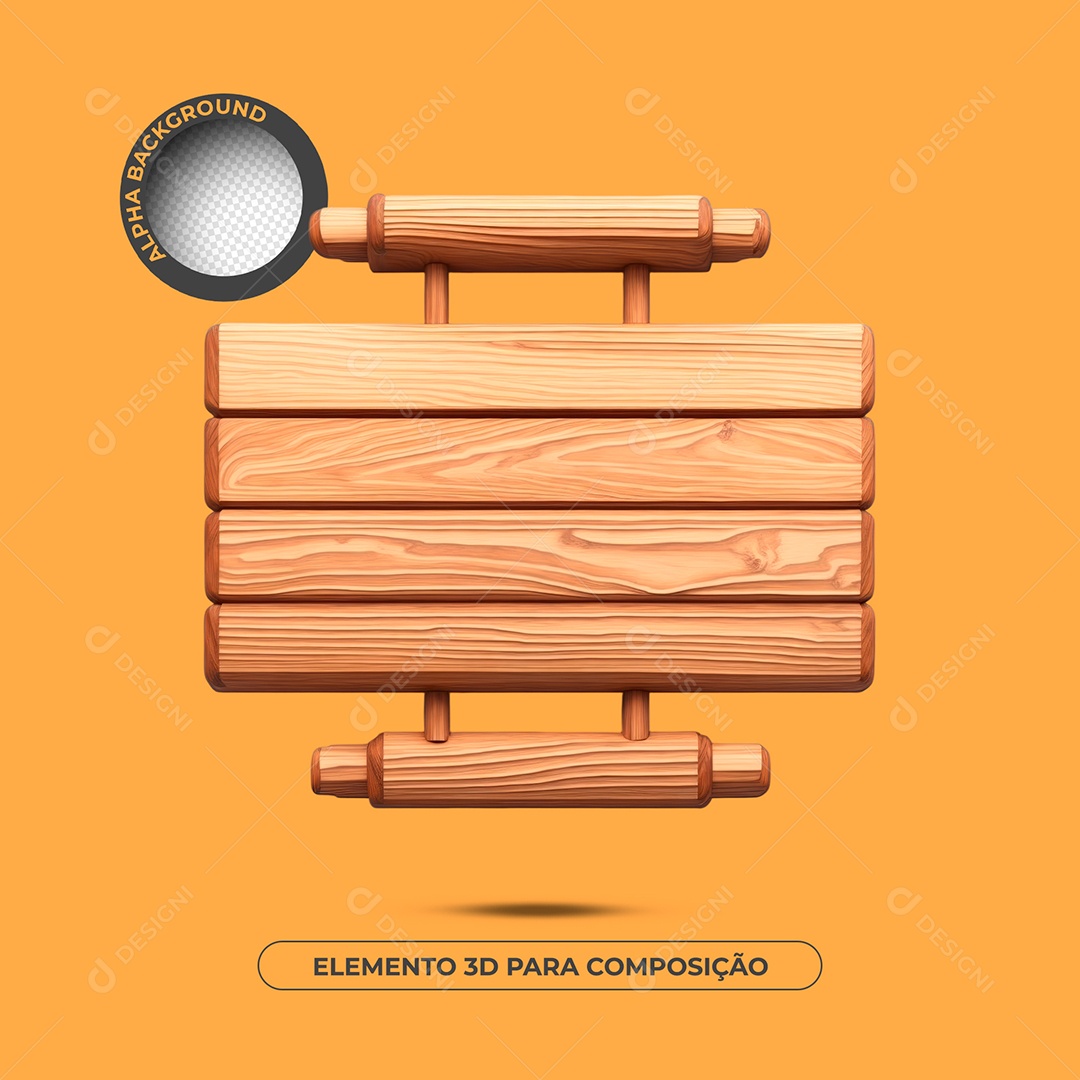 Modelo De Madeira Elemento 3D Para Composição PSD