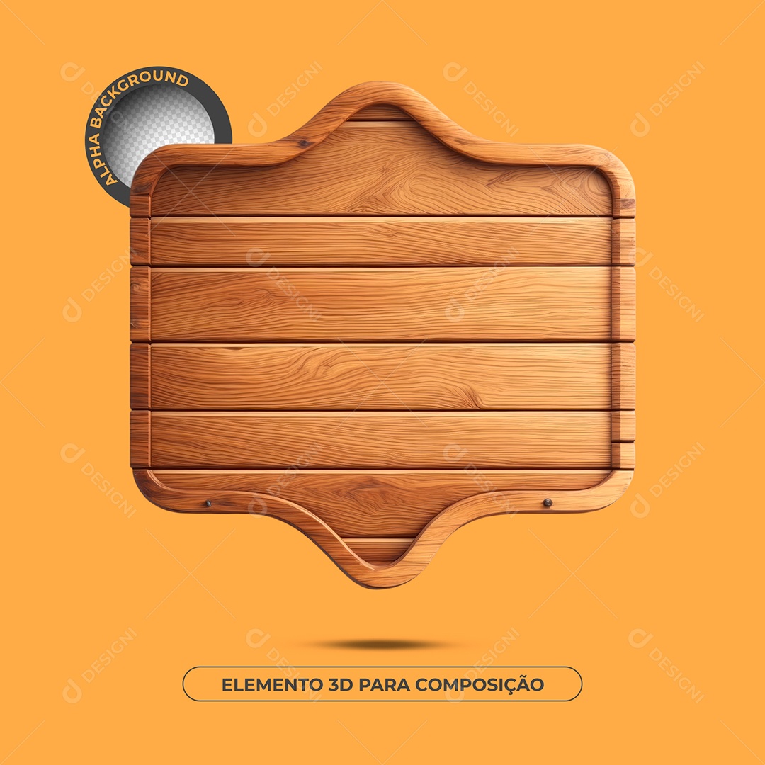 Tabua De Madeira Elemento 3D Para Composição PSD