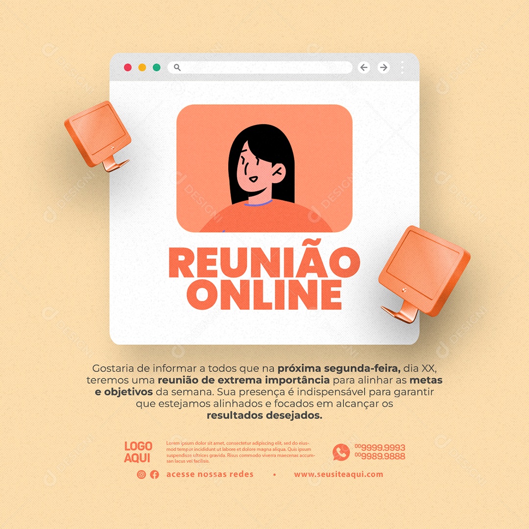 Reunião De Extrema Importância Para Alinhar Reunião Online Social Media PSD Editável