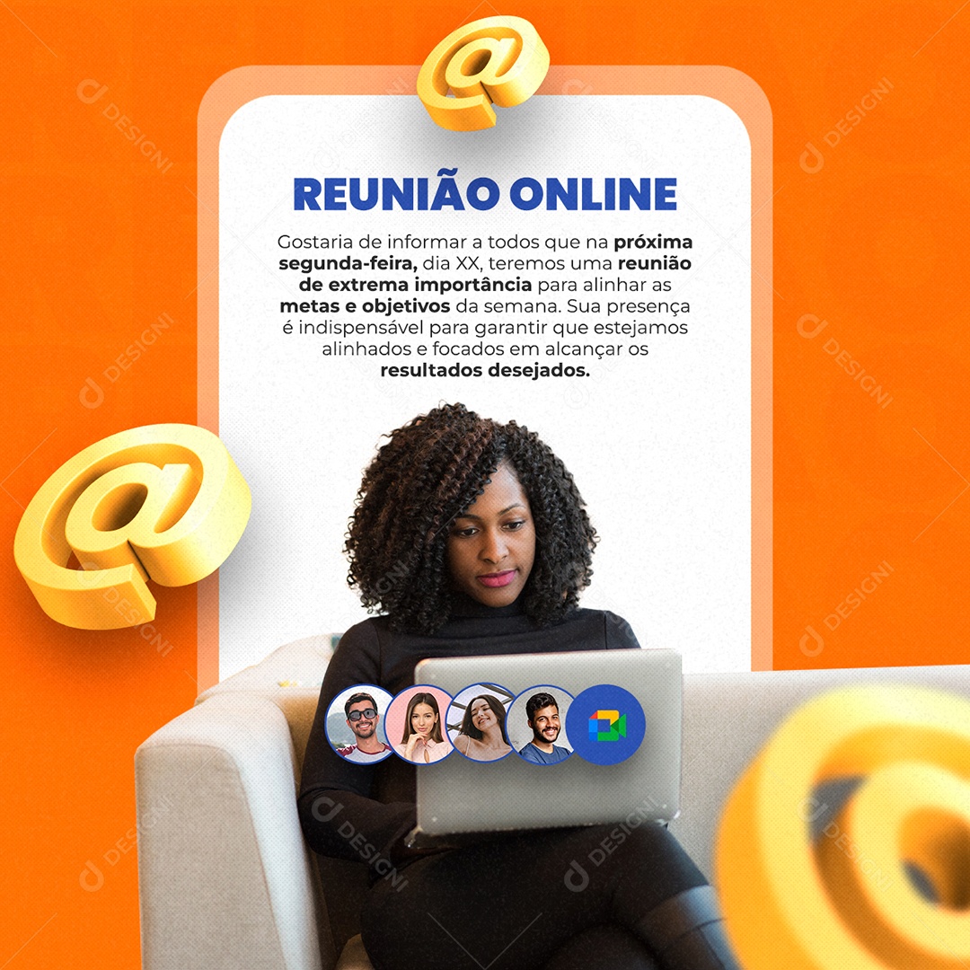 Gostaria De Informar A Todos Que Na Próxima Segunda-Feira Reunião Online Social Media PSD Editável