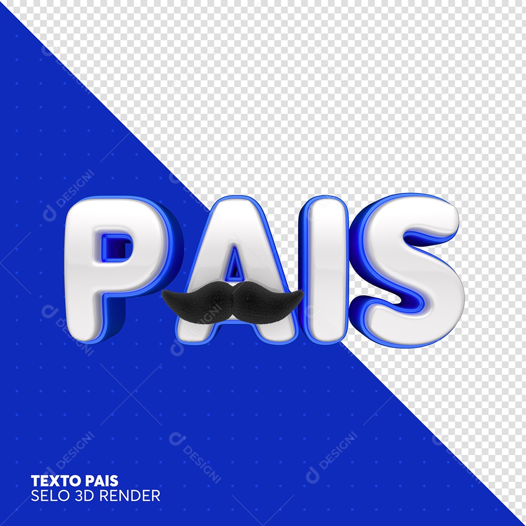 Texto 3D Pais Branco e Azul Para Composição PSD