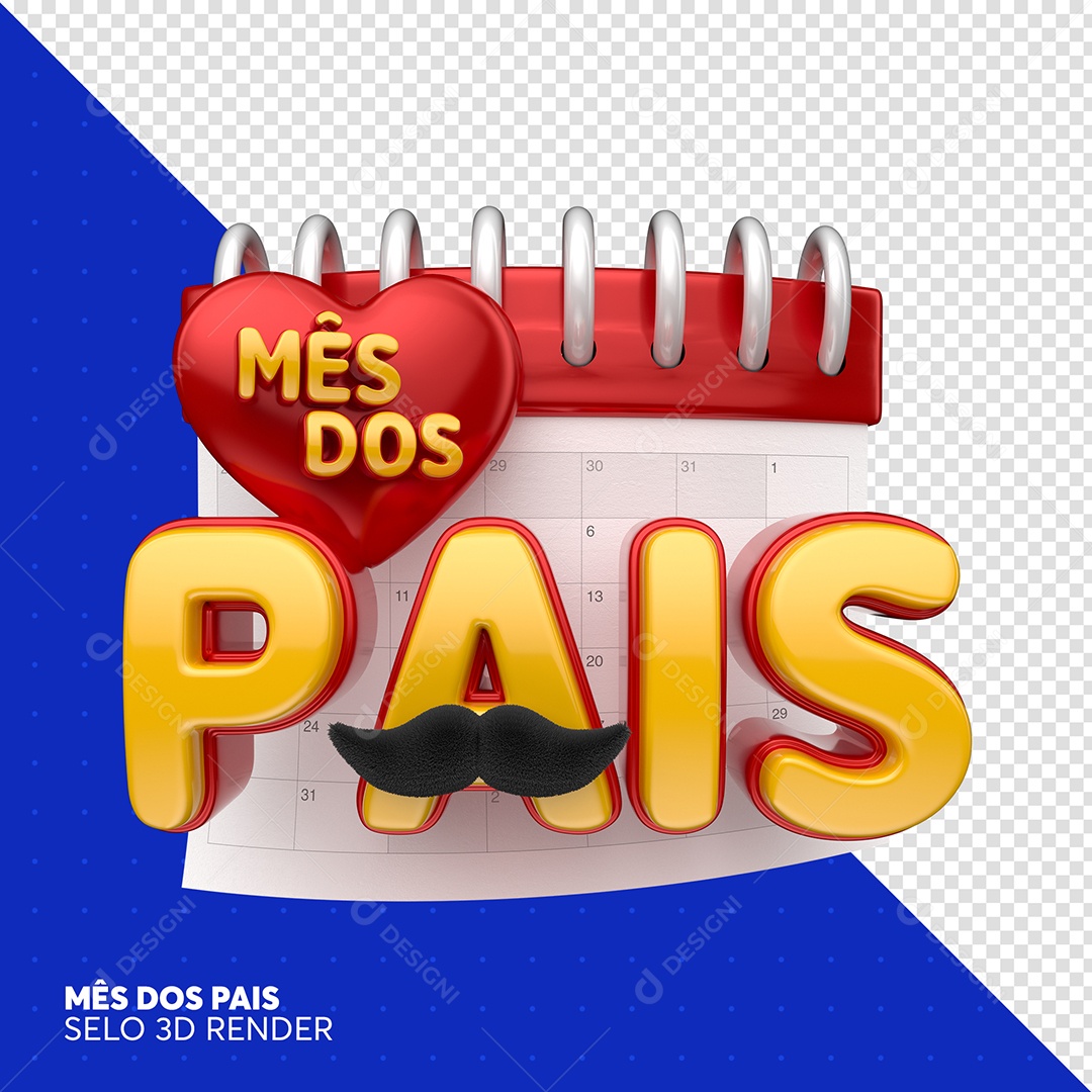 Mês Dos Pais Vermelho Calendario Selo 3D Para Composição PSD