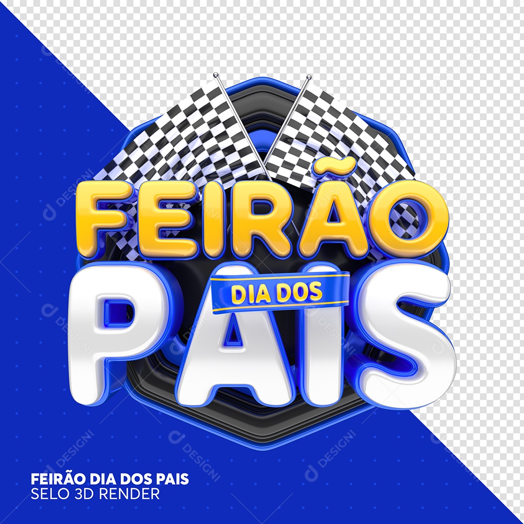 Selo 3D Azul Feirão Dia Dos Pais Para Composição PSD