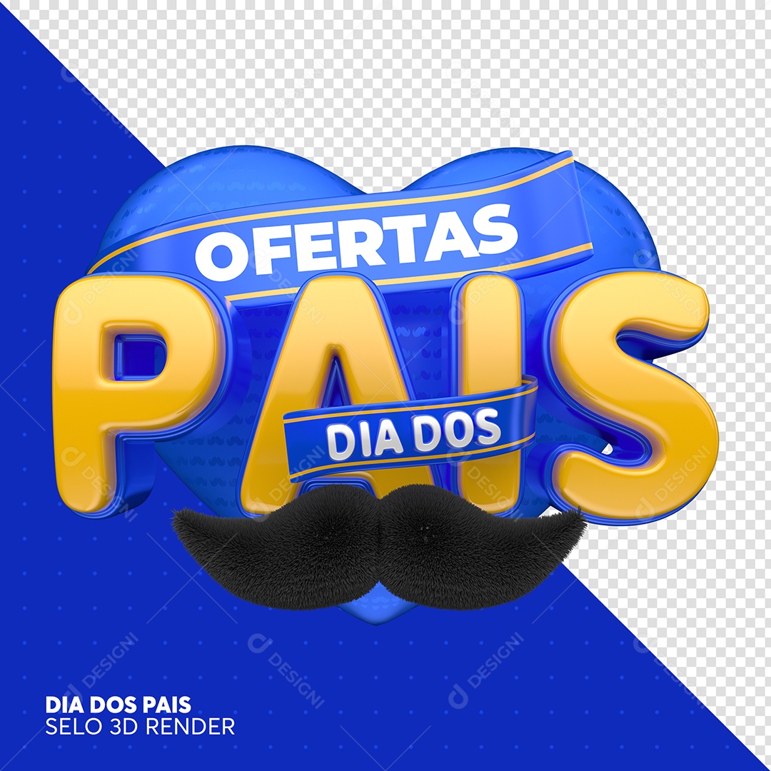Ofertas Dia Dos Pais Azul Selo 3D Para Composição PSD