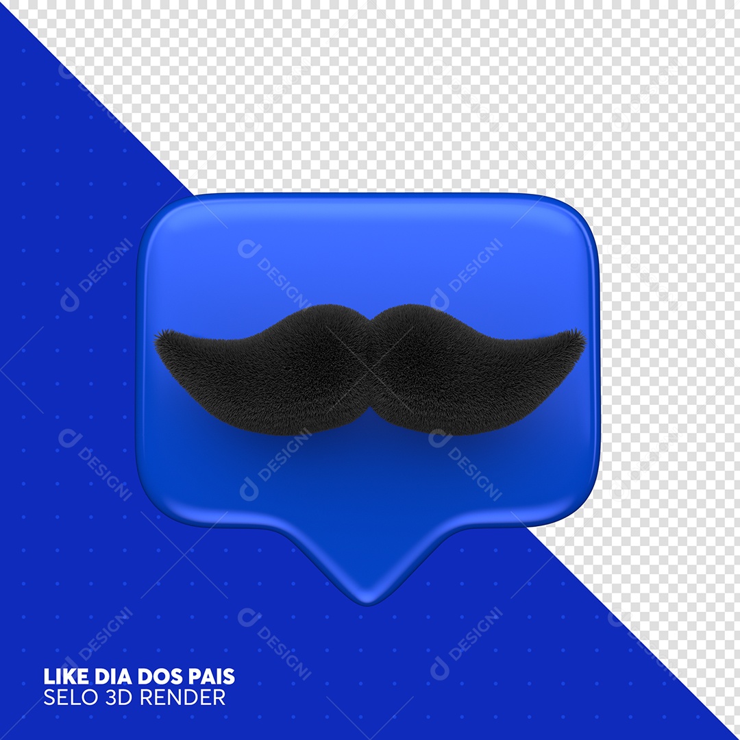 Like Azul Com Bigode Elemento 3D Para Composição PSD