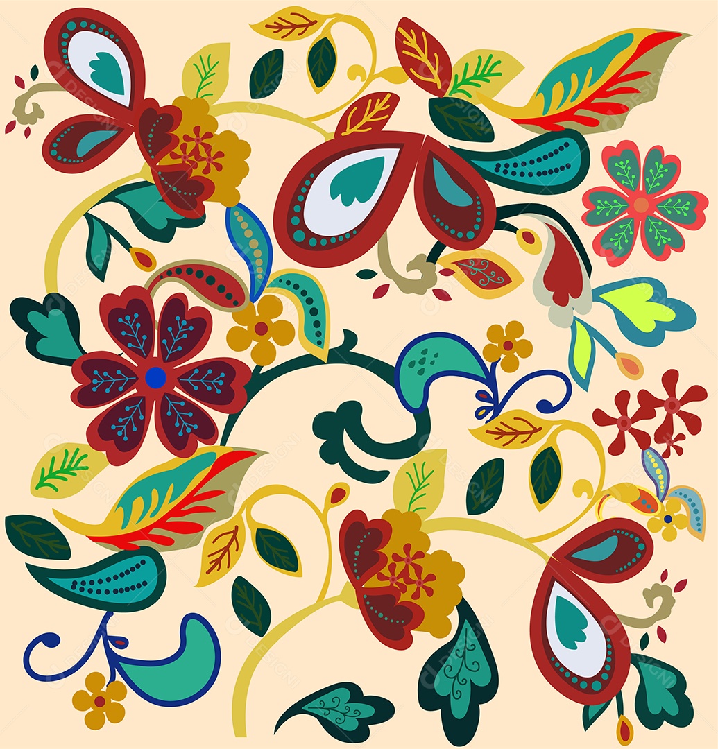 Background De Flores e Folhas AI Editável