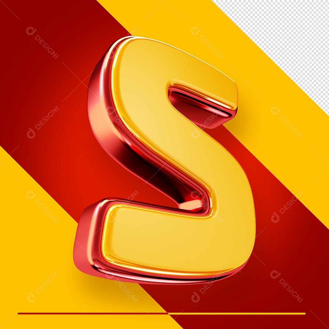 Letra 3D S Fonte Amarelo Com Vermelho Maiúsculo Do Alfabeto PSD