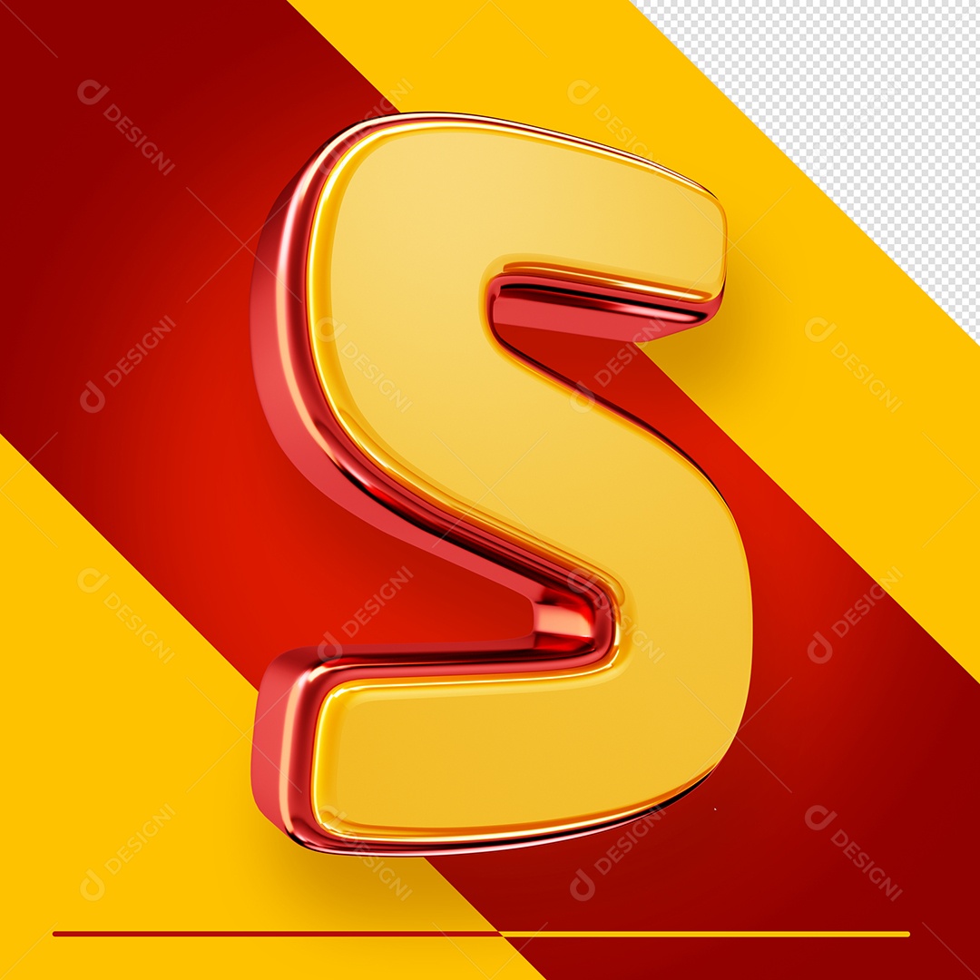 Letra 3D S Fonte Amarelo Com Vermelho Maiúsculo Do Alfabeto PSD