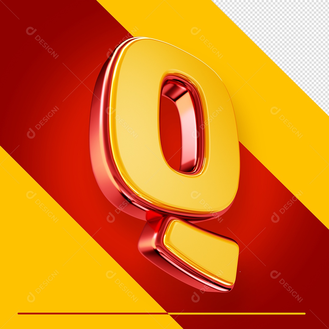 Letra 3D Q Fonte Amarelo Com Vermelho Maiúsculo Do Alfabeto PSD