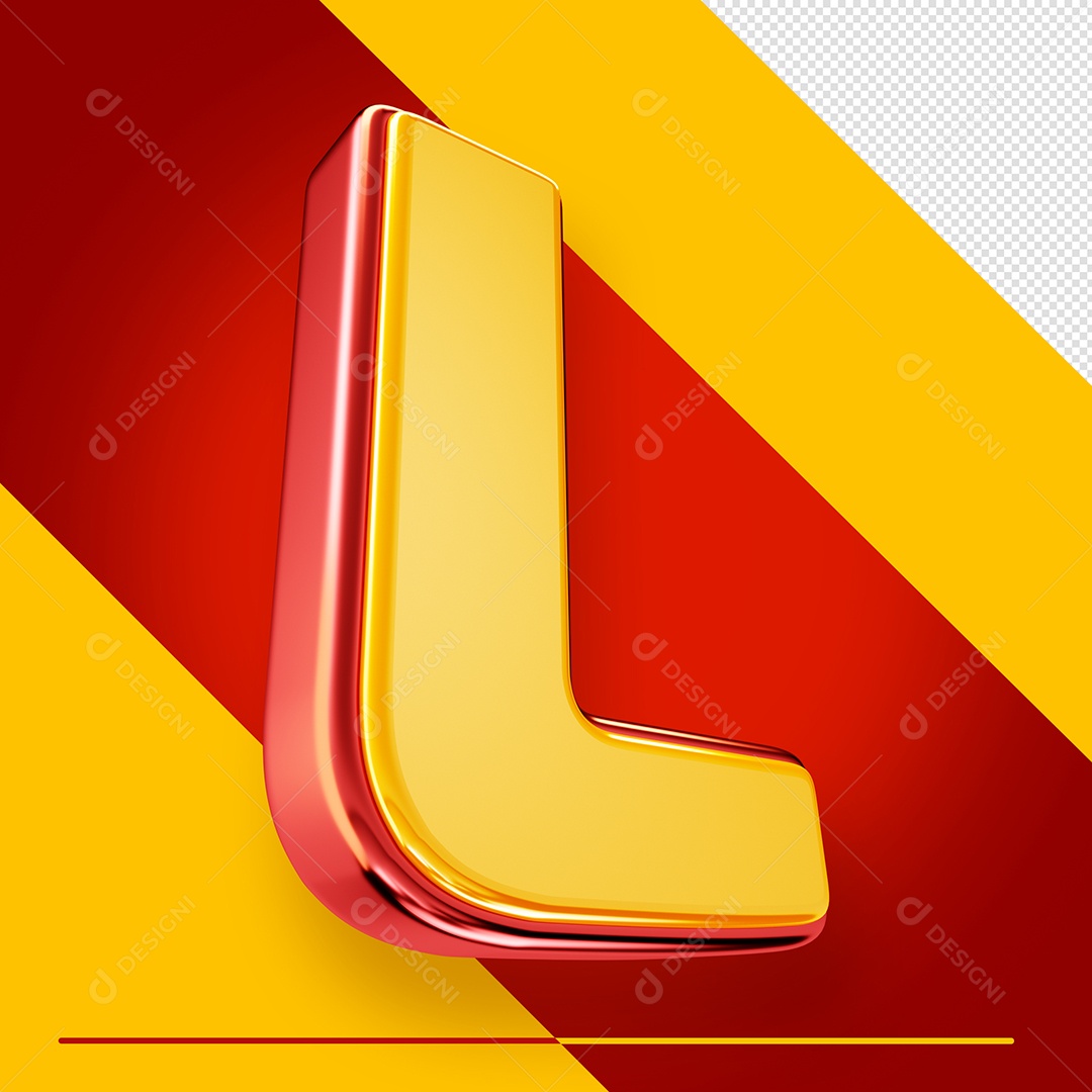 Letra 3D L Fonte Amarelo Com Vermelho Maiúsculo Do Alfabeto PSD